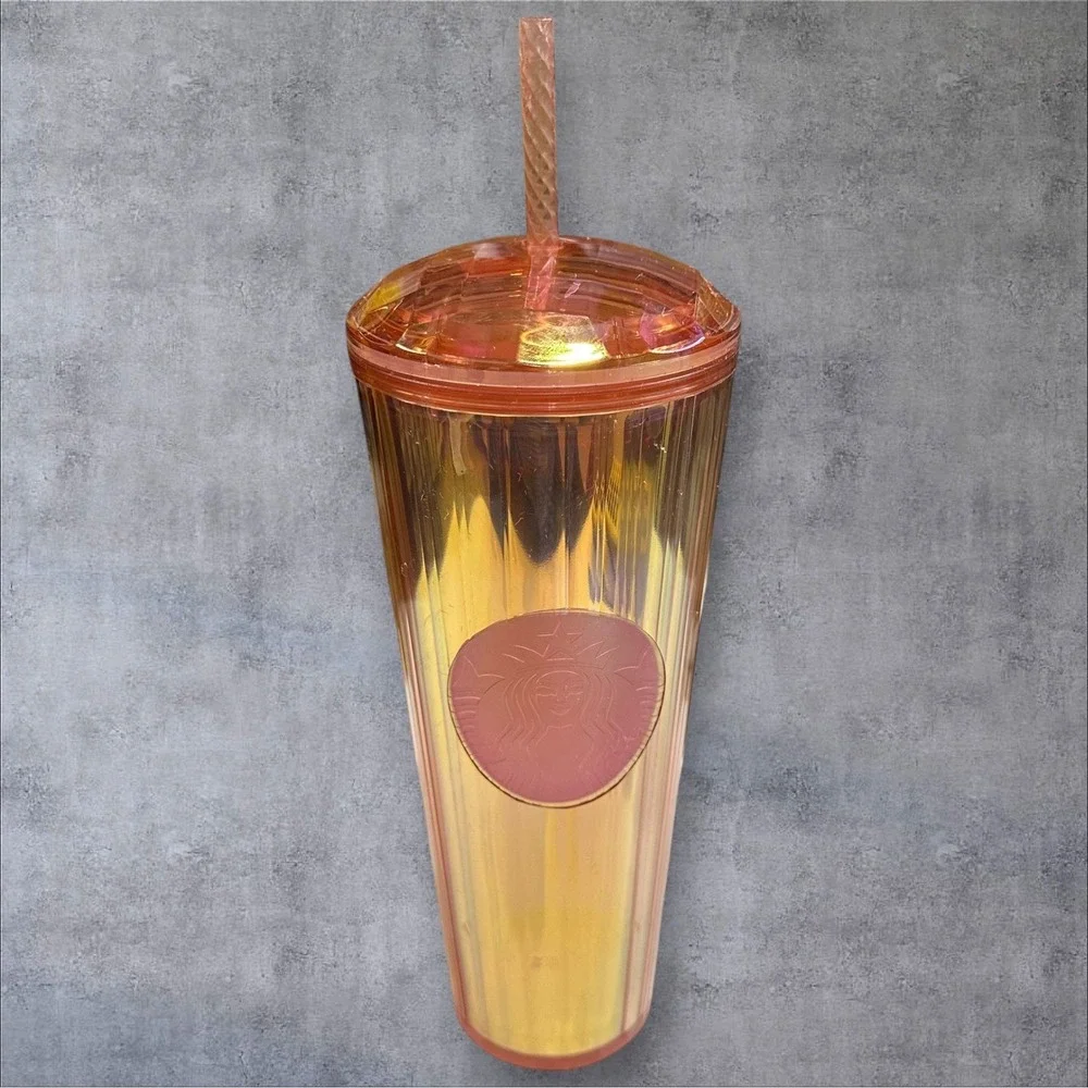 Starbucks 24oz Venti Iridescent Orange Kaleidoscope Unicorn Tumbler Cup 2019